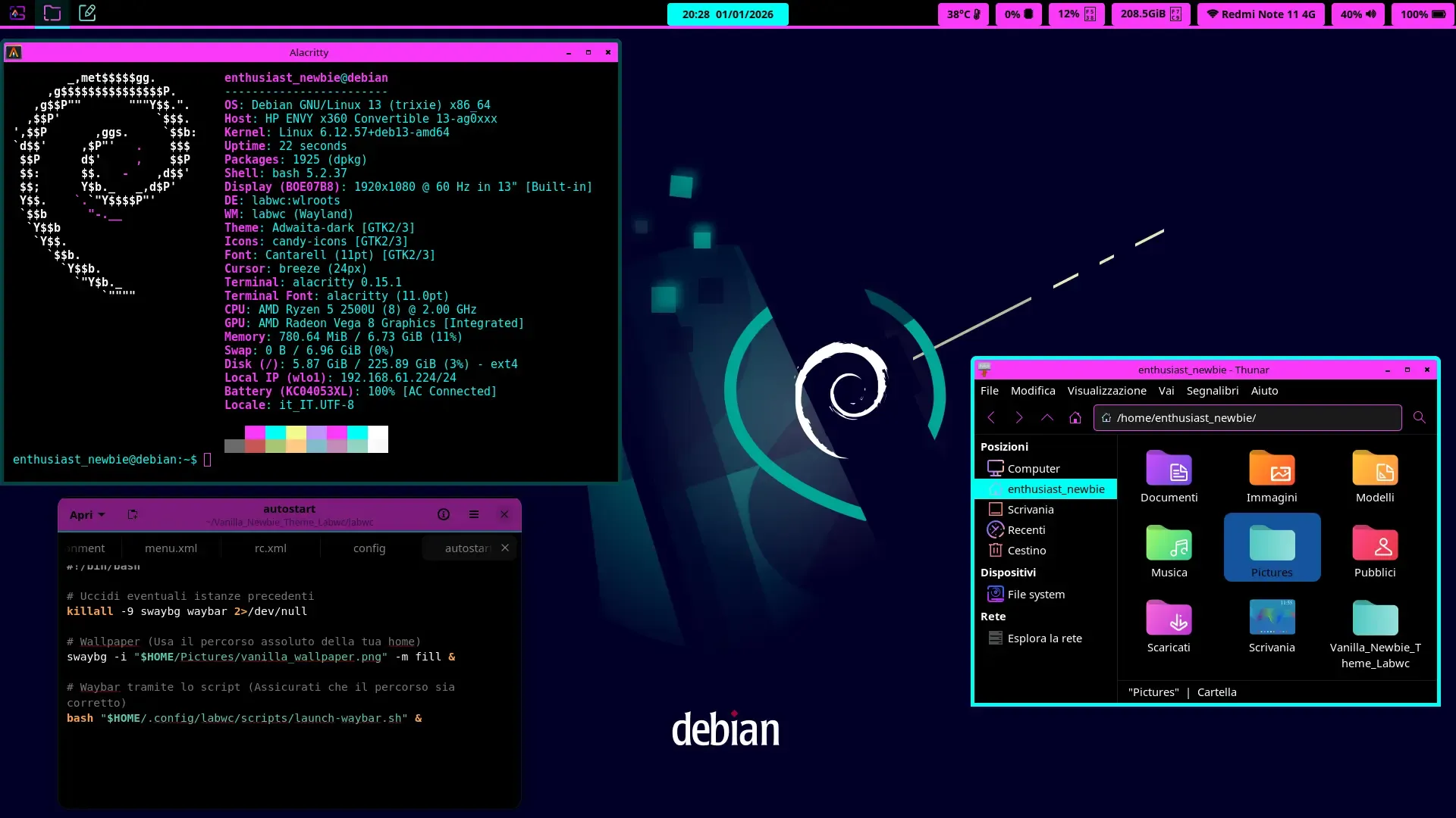 Il mio Desktop Linux Minimale con DEBIAN + LABWC